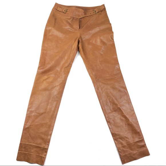 Celine Pants - Celine leather pants 42 10 brown released hem b407